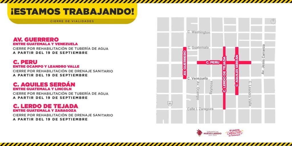 Cierran hoy diversos cruceros para reparar tuberías en NLD