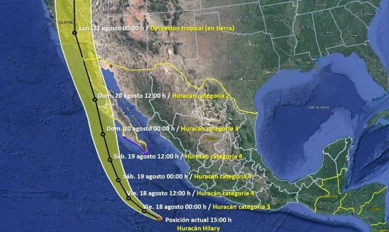 ‘Hilary’ se convierte en huracán categoría 3