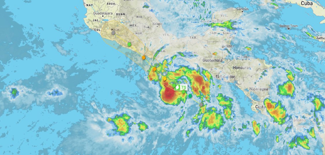 Surge Erick, la quinta tormenta tropical